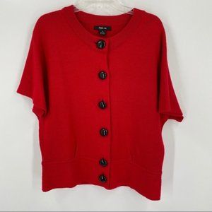 Style & Co. Red Sweater Size M Black Buttons